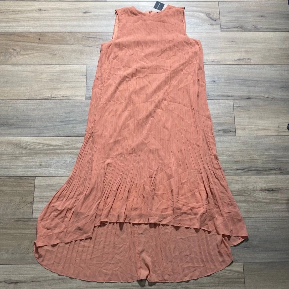 Club Monaco Womens Pleated High‎ Low Dress Size 8 Peach Lined Sleeveless